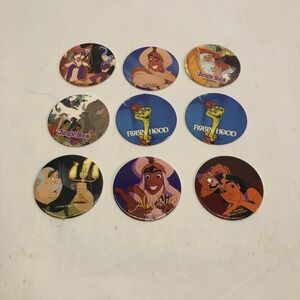 9‎ Disney Collectible Pogs Aladdin Jungle Book Robin Hood Characters Lot